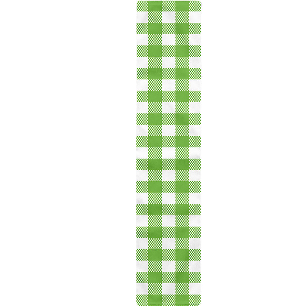 Pear Green And White Gingham Print Table Runner