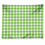 Pear Green And White Gingham Print Tapestry