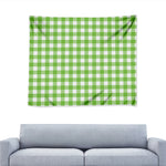 Pear Green And White Gingham Print Tapestry