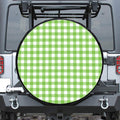 Pear Green And White Gingham Print Tire Cover