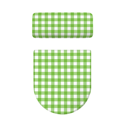 Pear Green And White Gingham Print Toilet Lid And Tank Cover Set