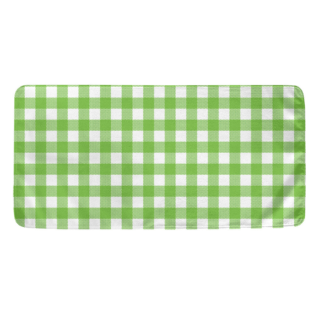 Pear Green And White Gingham Print Towel