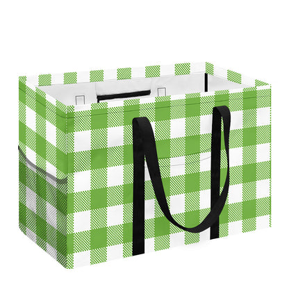 Pear Green And White Gingham Print Utility Tote Bag