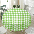 Pear Green And White Gingham Print Waterproof Round Tablecloth