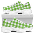 Pear Green And White Gingham Print White Chunky Shoes