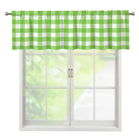 Pear Green And White Gingham Print Window Valance