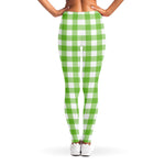 Pear Green And White Gingham Print Women's Leggings