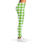 Pear Green And White Gingham Print Women's Leggings