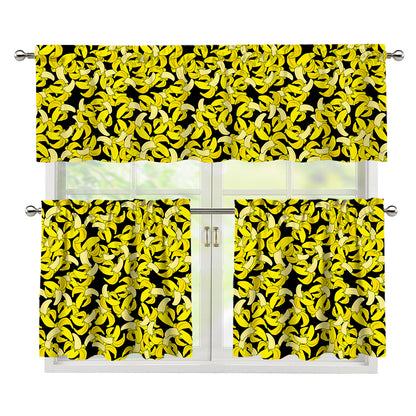 Peeled Banana Pattern Print 3 Piece Kitchen Curtains