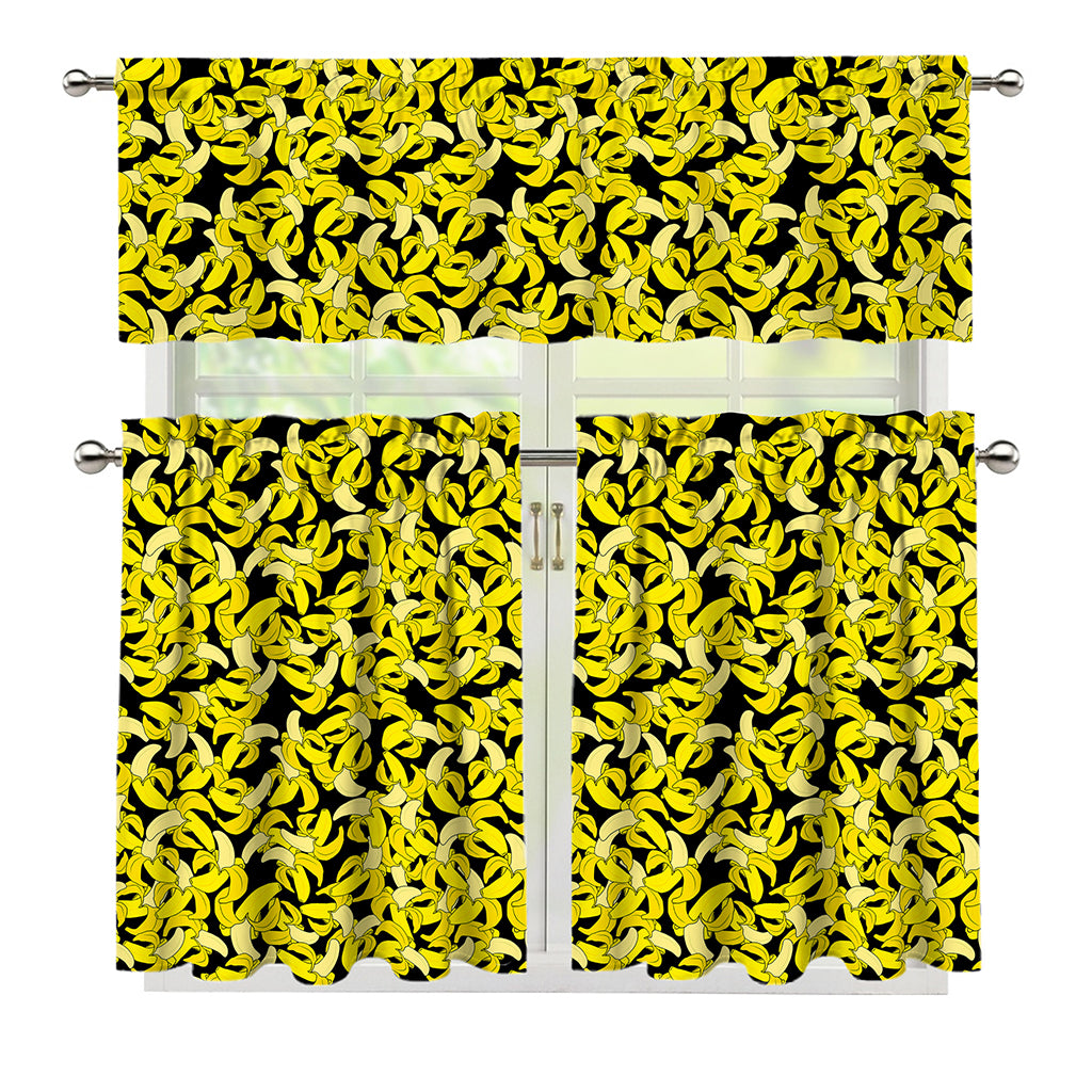 Peeled Banana Pattern Print 3 Piece Kitchen Curtains