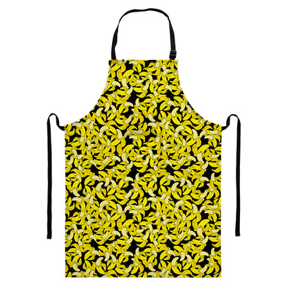 Peeled Banana Pattern Print Bib Apron With Pocket