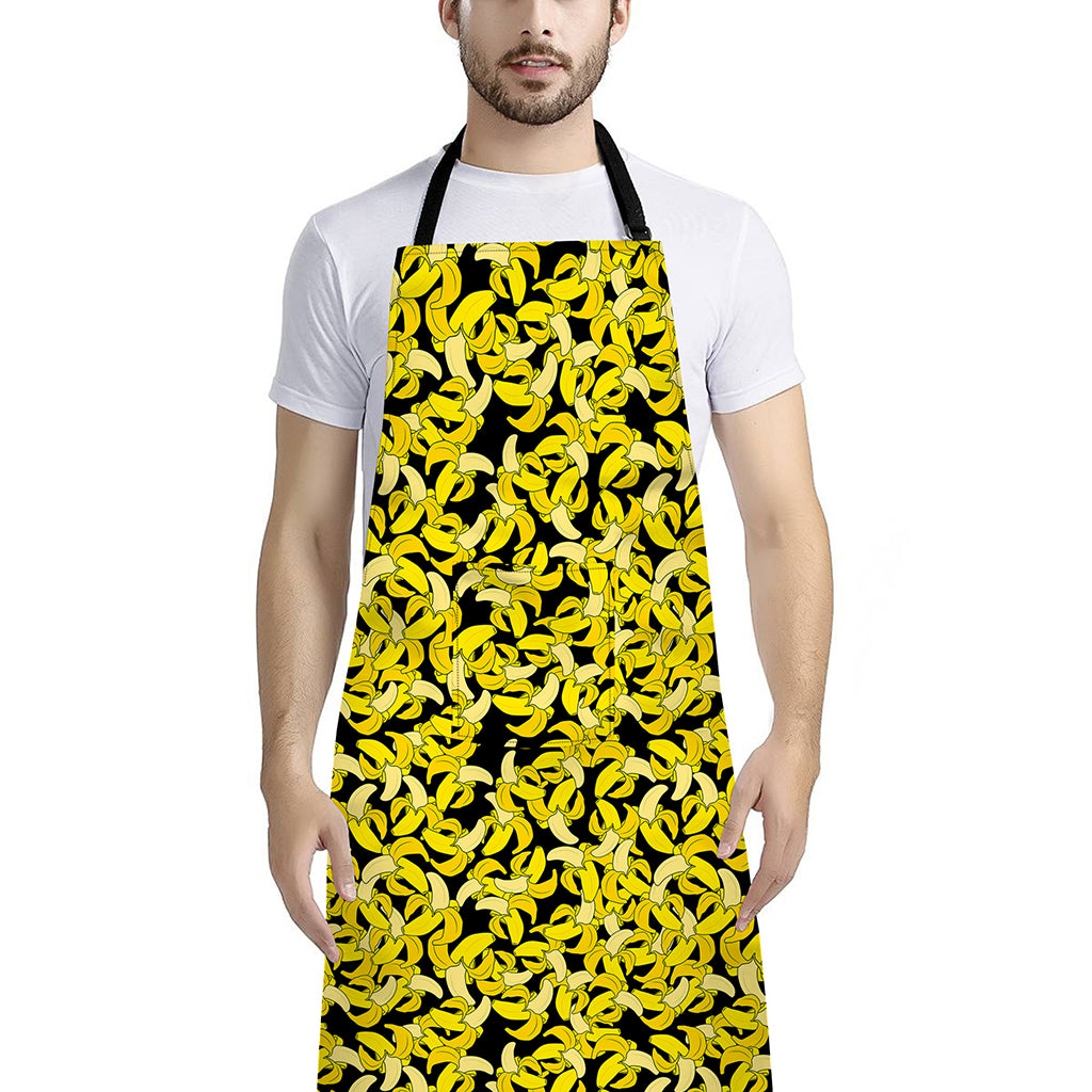 Peeled Banana Pattern Print Bib Apron With Pocket