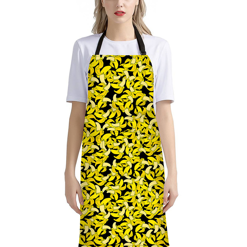 Peeled Banana Pattern Print Bib Apron With Pocket