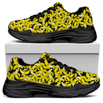 Peeled Banana Pattern Print Black Chunky Shoes