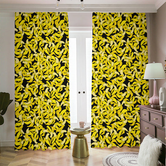 Peeled Banana Pattern Print Blackout Pencil Pleat Curtains