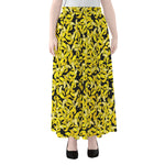 Peeled Banana Pattern Print Chiffon Maxi Skirt