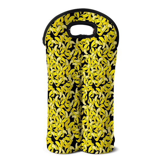 Peeled Banana Pattern Print Double Neoprene Wine Tote