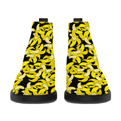 Peeled Banana Pattern Print Flat Ankle Boots