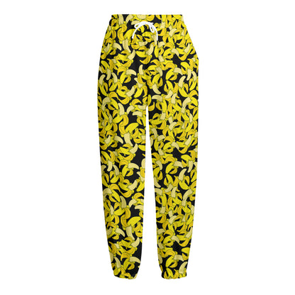 Peeled Banana Pattern Print Fleece Lined Knit Pants