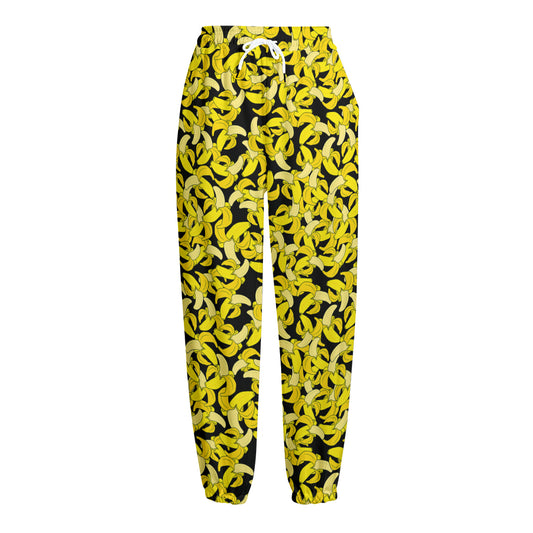 Peeled Banana Pattern Print Fleece Lined Knit Pants