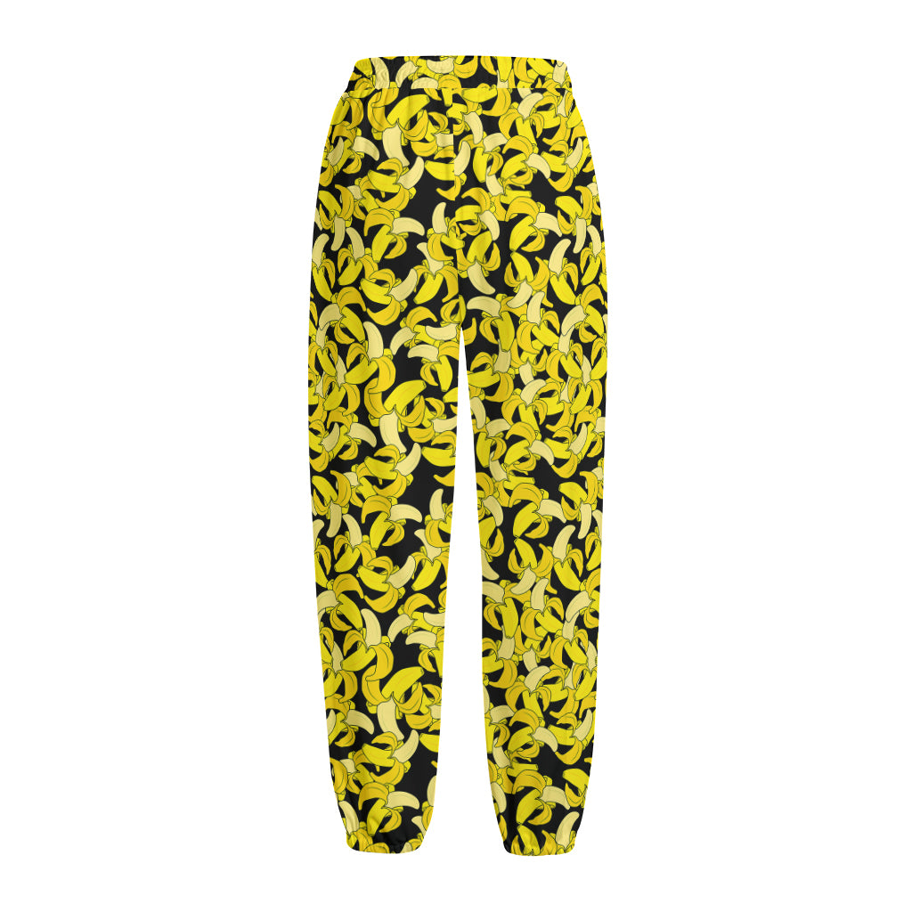 Peeled Banana Pattern Print Fleece Lined Knit Pants