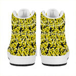Peeled Banana Pattern Print High Top Leather Sneakers