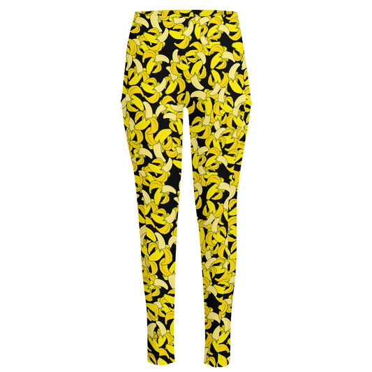 Peeled Banana Pattern Print High-Waisted Pocket Leggings