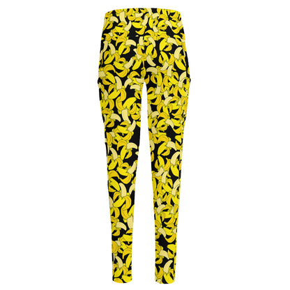 Peeled Banana Pattern Print High-Waisted Pocket Leggings