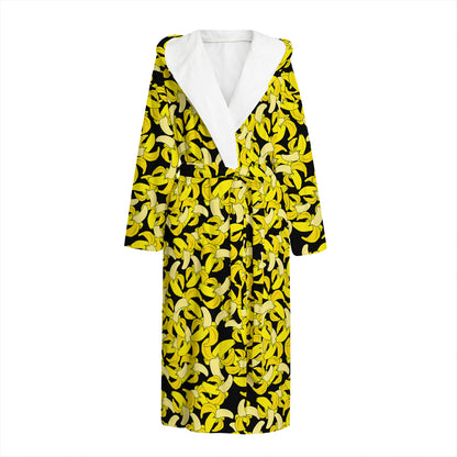 Peeled Banana Pattern Print Hooded Bathrobe