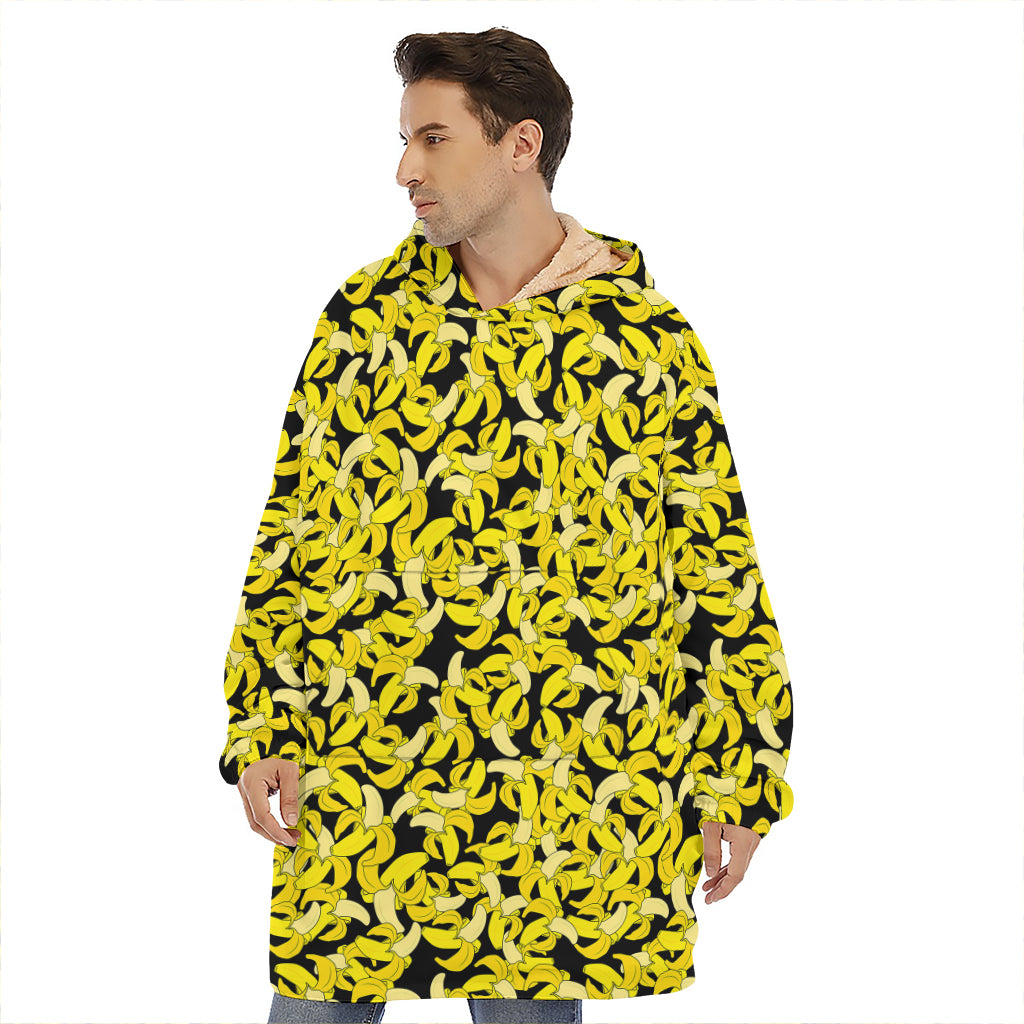 Peeled Banana Pattern Print Hoodie Blanket