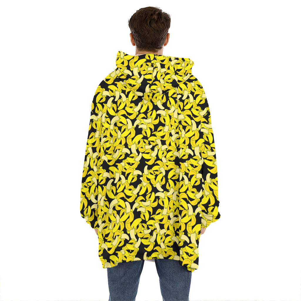 Peeled Banana Pattern Print Hoodie Blanket