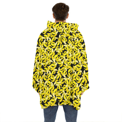 Peeled Banana Pattern Print Hoodie Blanket