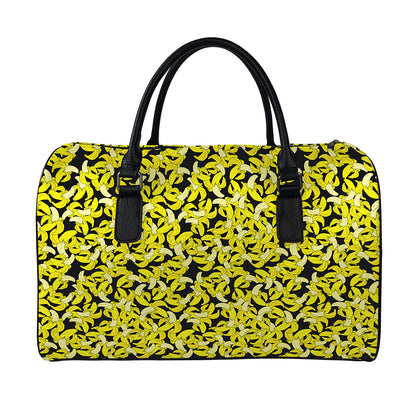 Peeled Banana Pattern Print Leather Duffle Bag