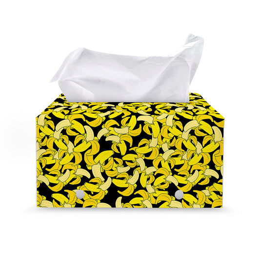 Peeled Banana Pattern Print Leather Tissue Box Cover