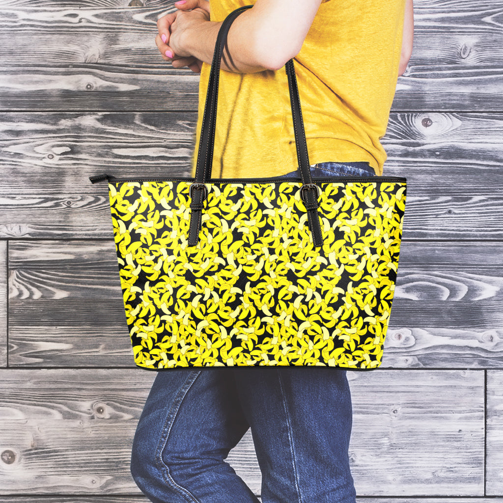 Peeled Banana Pattern Print Leather Tote Bag