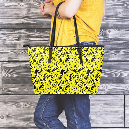 Peeled Banana Pattern Print Leather Tote Bag