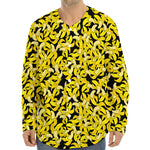 Peeled Banana Pattern Print Long Sleeve Baseball Jersey