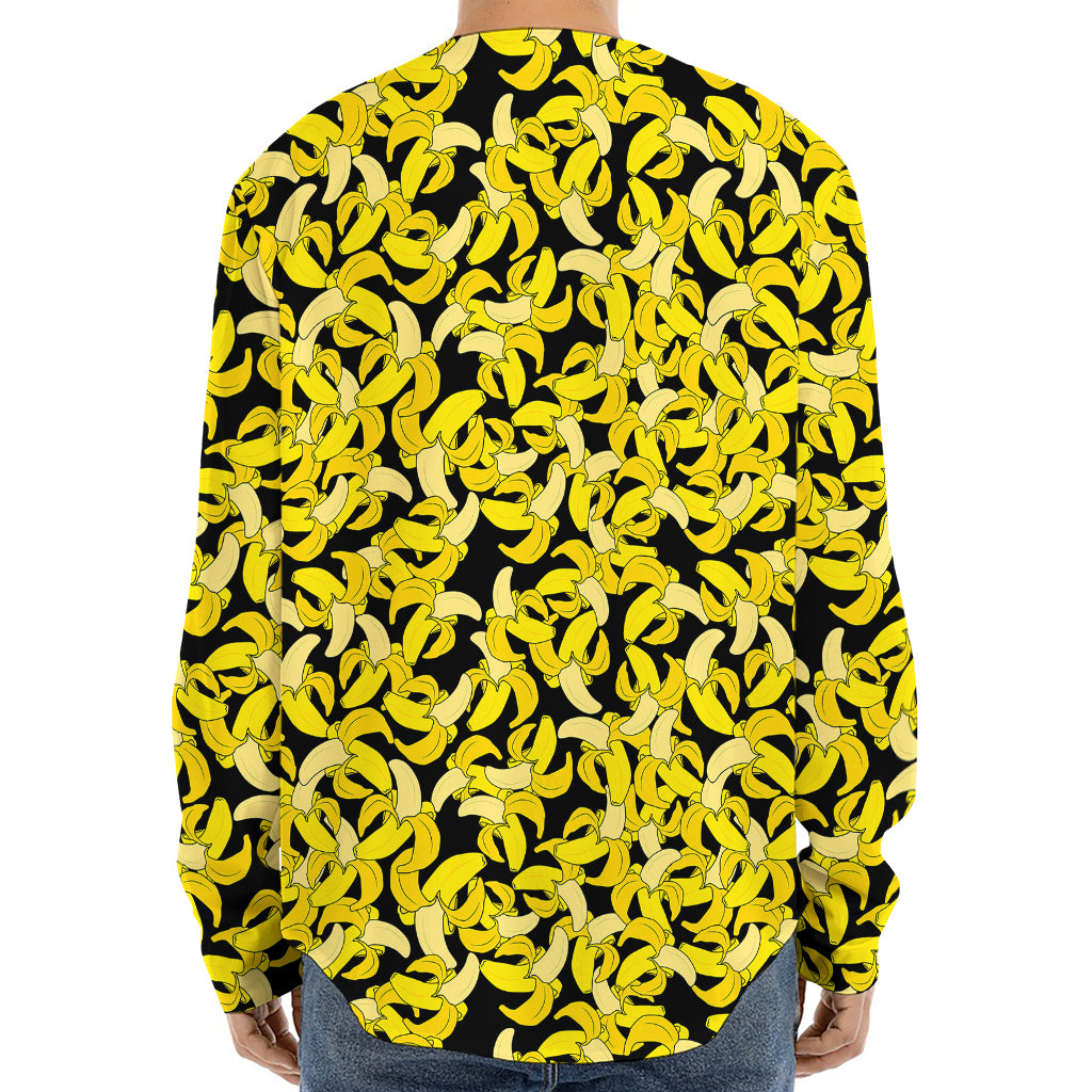 Peeled Banana Pattern Print Long Sleeve Baseball Jersey