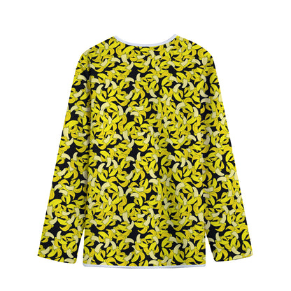 Peeled Banana Pattern Print Long Sleeve Short Coat