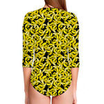 Peeled Banana Pattern Print Long Sleeve Swimsuit