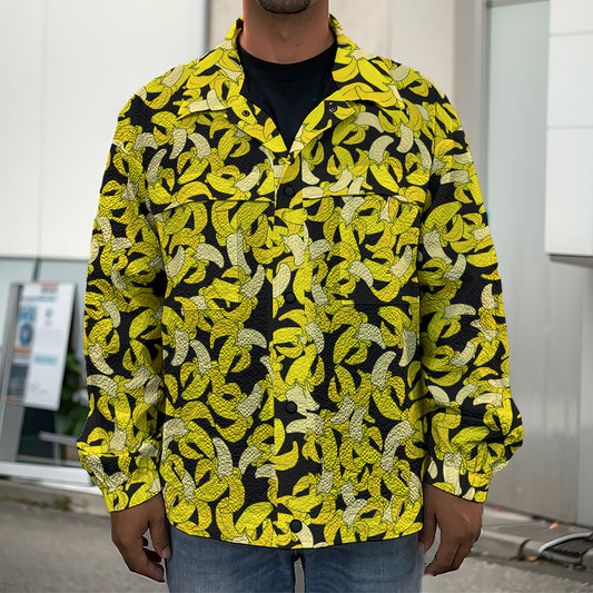 Peeled Banana Pattern Print Men's Shirt Jacket