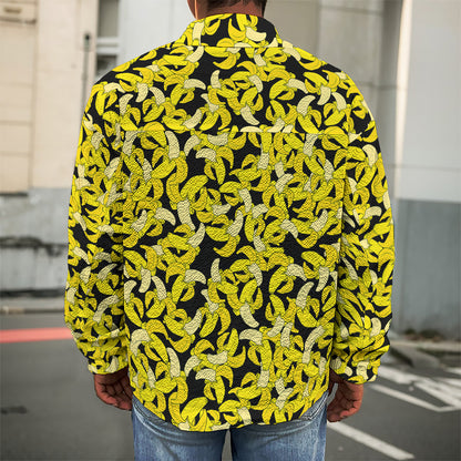 Peeled Banana Pattern Print Men's Shirt Jacket