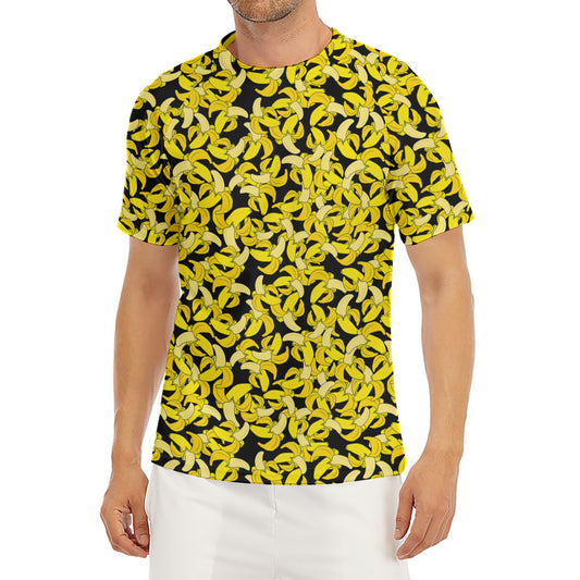 Peeled Banana Pattern Print Men's Short Sleeve Rash Guard
