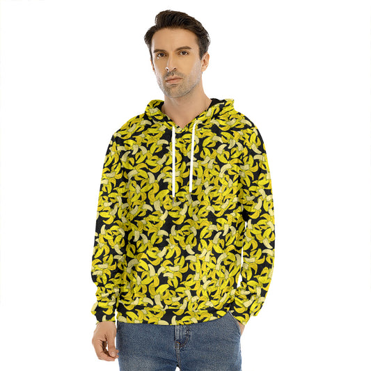Peeled Banana Pattern Print Men's Velvet Pullover Hoodie