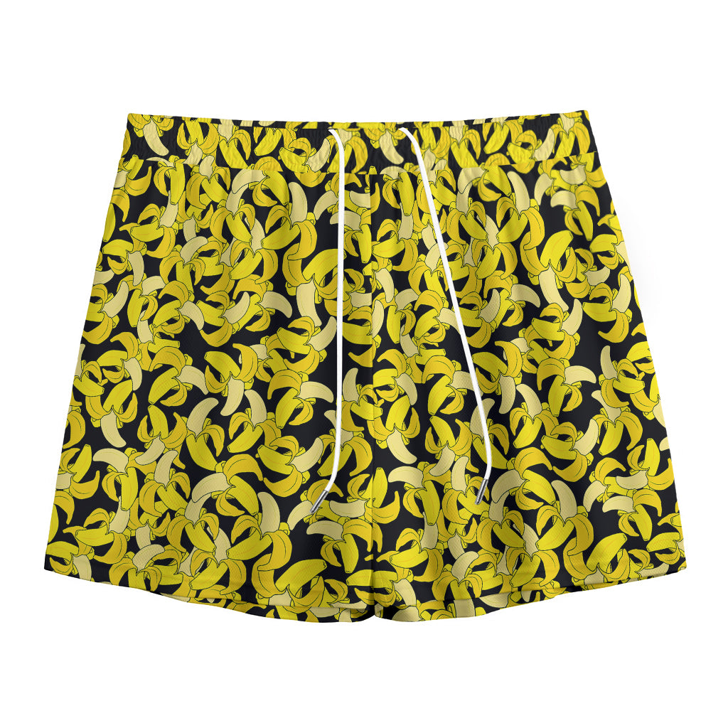 Peeled Banana Pattern Print Mesh Shorts