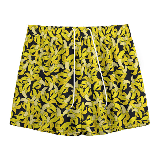 Peeled Banana Pattern Print Mesh Shorts