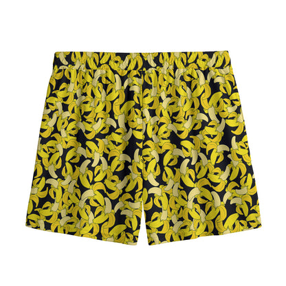 Peeled Banana Pattern Print Mesh Shorts