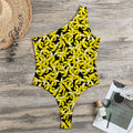 Peeled Banana Pattern Print One Shoulder Bodysuit