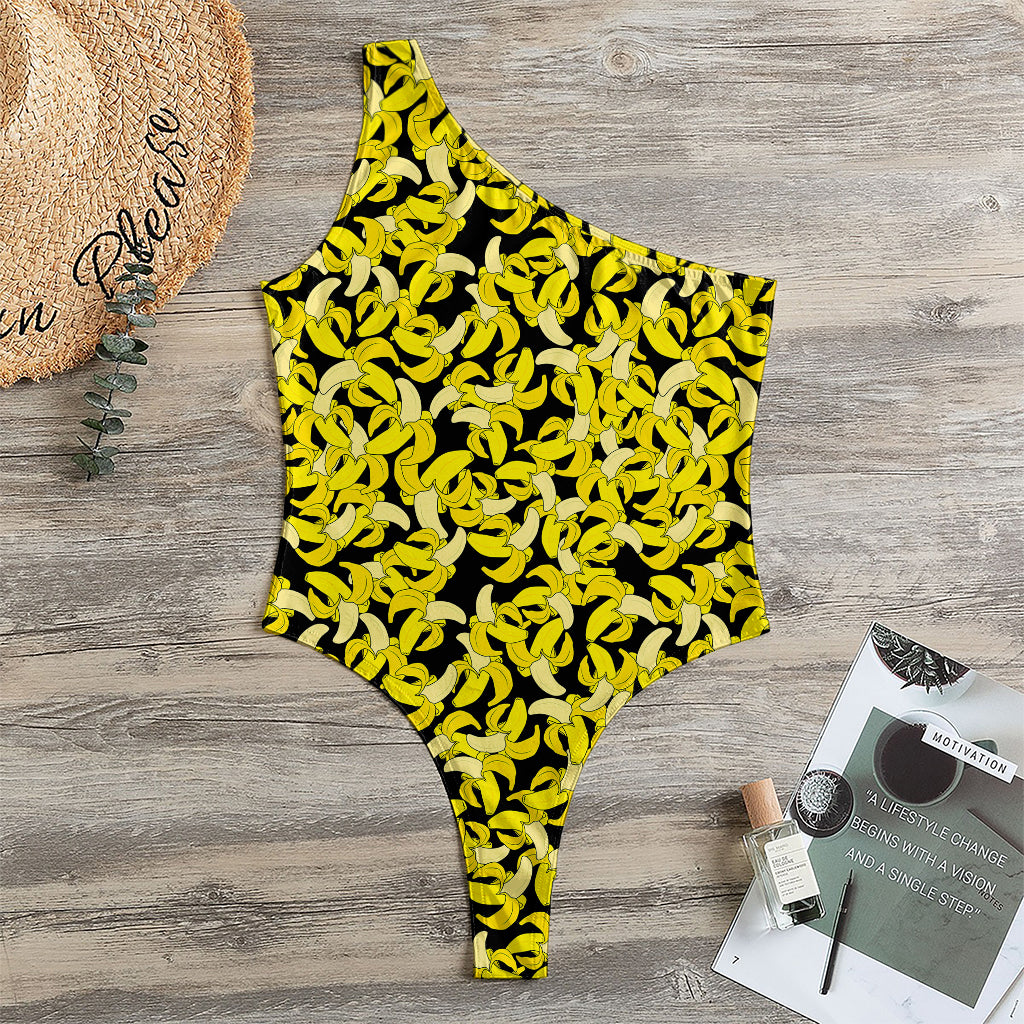 Peeled Banana Pattern Print One Shoulder Bodysuit