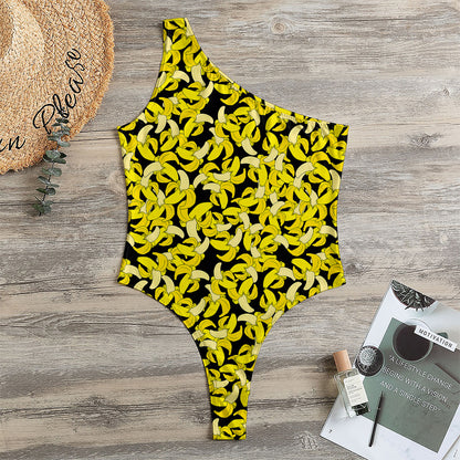 Peeled Banana Pattern Print One Shoulder Bodysuit